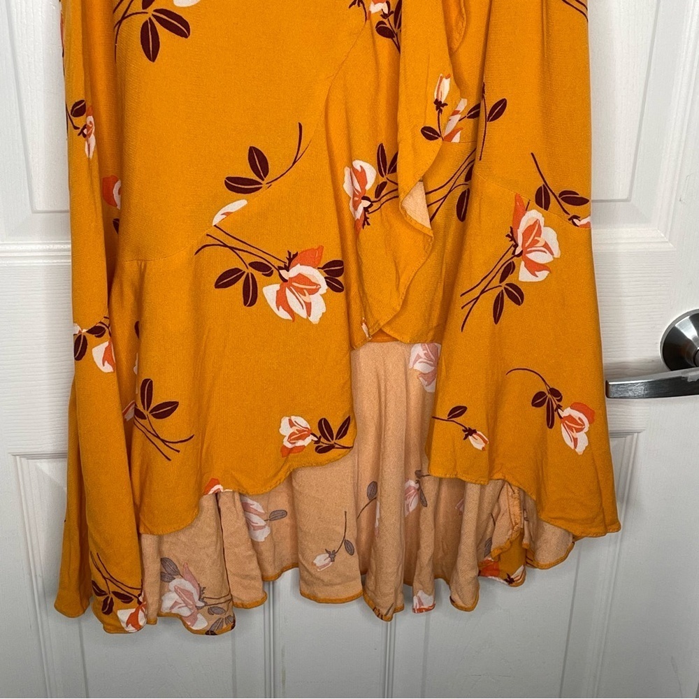 Free People Heart of the City Floral Wrap Midi Skirt Yellow Boho Flowy 6 - Picture 6 of 13